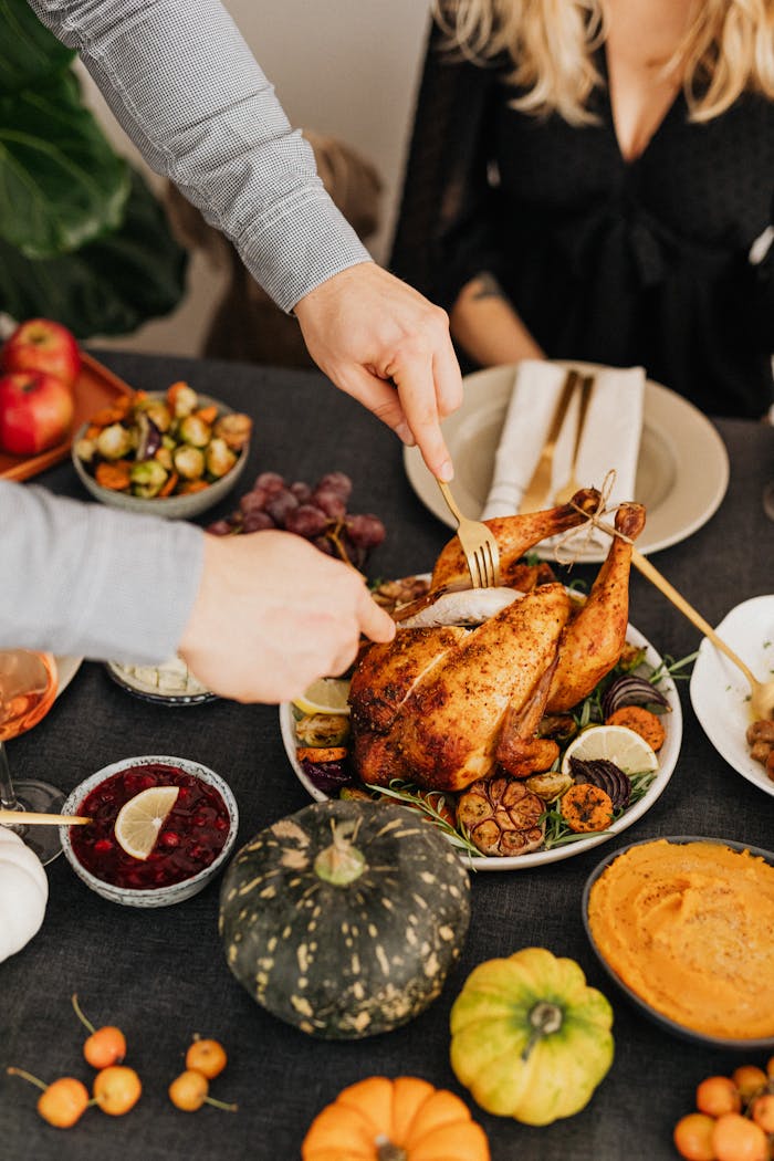 creative-01 Enjoy a cozy thanksgiving meal with roasted turkey and seasonal sides. Perfect for festive gatherings.
